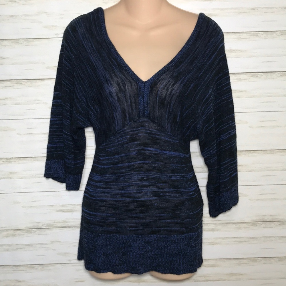Studio Y blue black V neck sweater size small